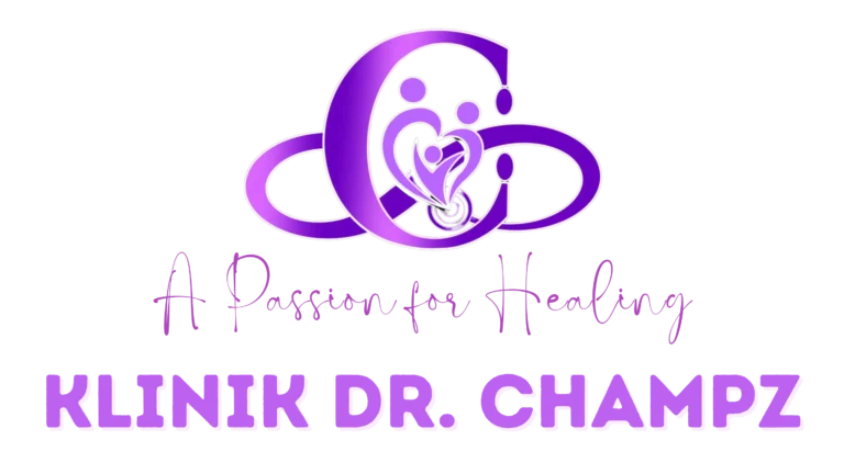 a logo with purple letters and text